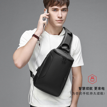 Auger shoulder bag mens messenger bag trendy brand fashion casual Korean small backpack ins super fire portable mens bag