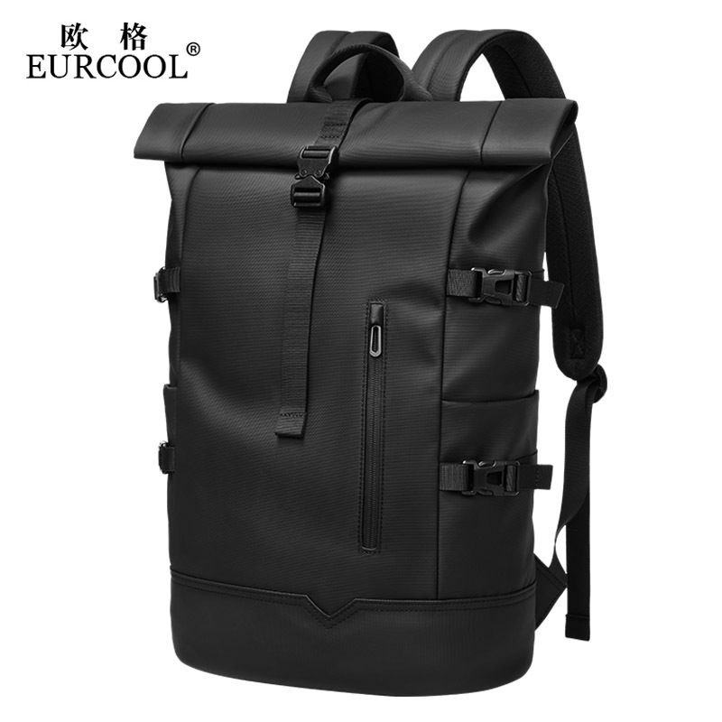 Eurcool/Ouge Roll-Top Backpack Men's Large-Capacity School Bag Travel Backpack 16inch Laptop Bag
