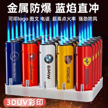 Creative windproof slanted metal lighter high-looking classical and elegant pattern cigarette lighter inflatable straight-in lighter