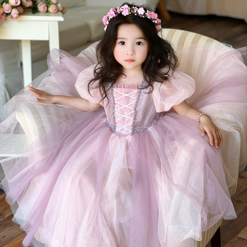Long-Haired Rapunzel Princess Dress Summer Girls' Children's Glowing Elsa Dress Elsa Puffy Tulle Dress Long-Haired Rapunzel Princess Dress Summer Girls' Children's Glowing Elsa Dress Elsa Puffy Tulle Dress