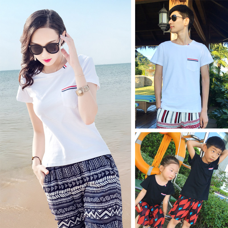 2019 Summer new pro-children in summer clothing whole family clothes family of three mouths Four-mouthed sons and daughters with short sleeves T-shirts