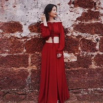 Summer Thai vacation seaside beach skirt sexy one-piece collar strapless dress two-piece suit thin skirt female