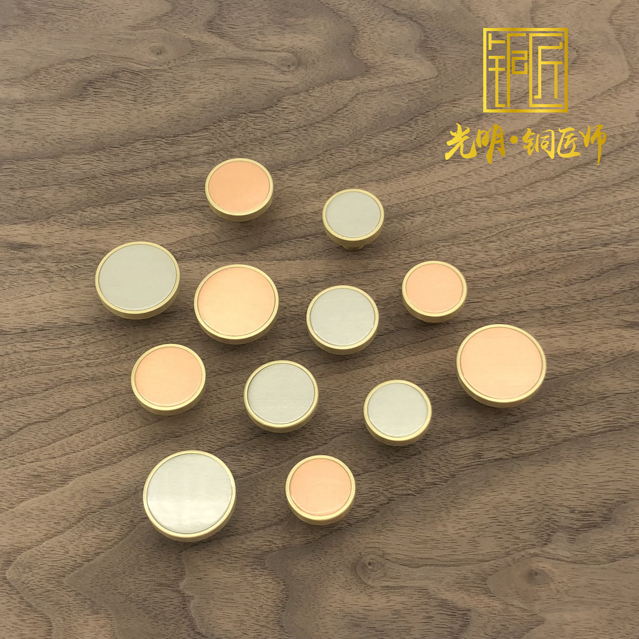 Yellow and white copper handle Chinese wardrobe door handle Overall cabinet Modern simple wine cabinet Shoe cabinet Single hole European door handle