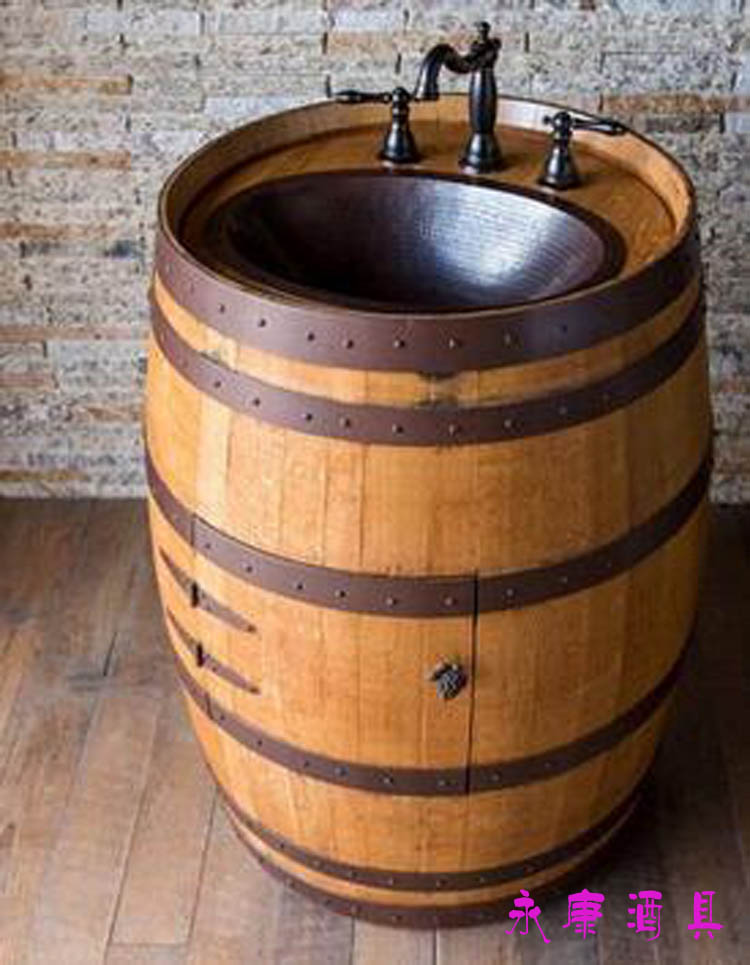 Solid wood basin accessories round wash basin oak barrel wash basin personalized wash basin