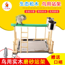Parrot stand Playground swing Peony Xuanfeng starling wren sun monk hand-raised training solid wood bird rack