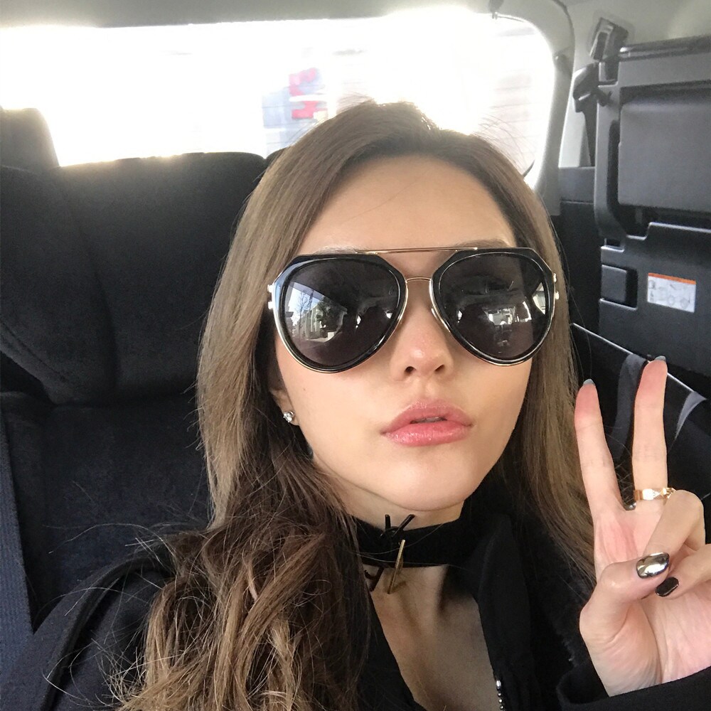 Lin Shanshan Zhou Yangqing Yang Mi same style sunglasses female polarizer myopia sunglasses reflective color film driving glasses tide