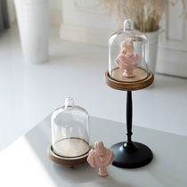 Micro-landscape immortalized flower and wood head base decoration Transparent dust cover decoration Forest dessert table cake plate