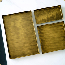 ins style desktop storage tray Nordic entrance key tray Geometric metal tray Retro gold jewelry tray