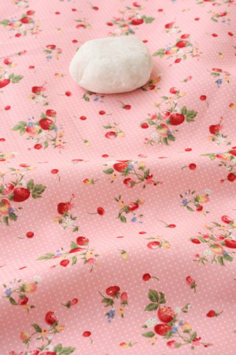 Kẹo bán vải dâu tây điểm sóng bông vải cotton áo sơ mi váy handmade trẻ em quần áo vải tự làm