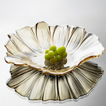 European glass fruit plate Nordic creative fruit plate modern light luxury living room coffee table home snacks dried fruit plate decoration