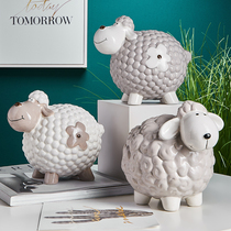 Nordic creative sheep piggy bank ornaments ceramic piggy bank decorations can be stored for home children cute big