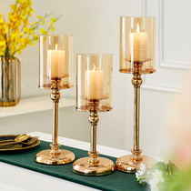Nordic luxury living room dining room dinner Golden Candlestick ornaments romantic candlelight shooting props home decoration furnishings