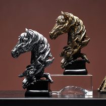 Creative modern simple horse head ornaments Silence is gold sculpture crafts home TV cabinet wine cabinet decoration decoration