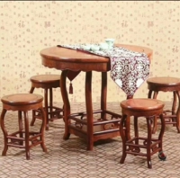 Cây kim ngân hoa hồng giỏ hoa tròn Bàn vàng châu Phi nhỏ tròn bàn ăn gỗ rắn Bàn ăn gỗ gụ Renyi đồ nội thất cổ điển - Bộ đồ nội thất giường pallet