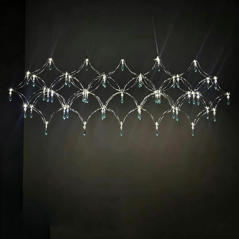 Italian-Style Light Luxury Firefly Crystal Chandelier, Linear Island Bar Restaurant Bar Counter Designer Starry Green Crystal Lamp Italian-Style Light Luxury Firefly Crystal Chandelier, Linear Island Bar Restaurant Bar Counter Designer Starry Green Crystal Lamp