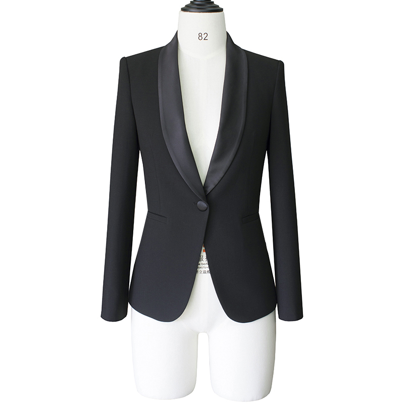2025 Spring and Autumn New Black High-End Internet Celebrity Short Blazer for Women, Slim Fit Satin Collar Suit, Slimming Effect