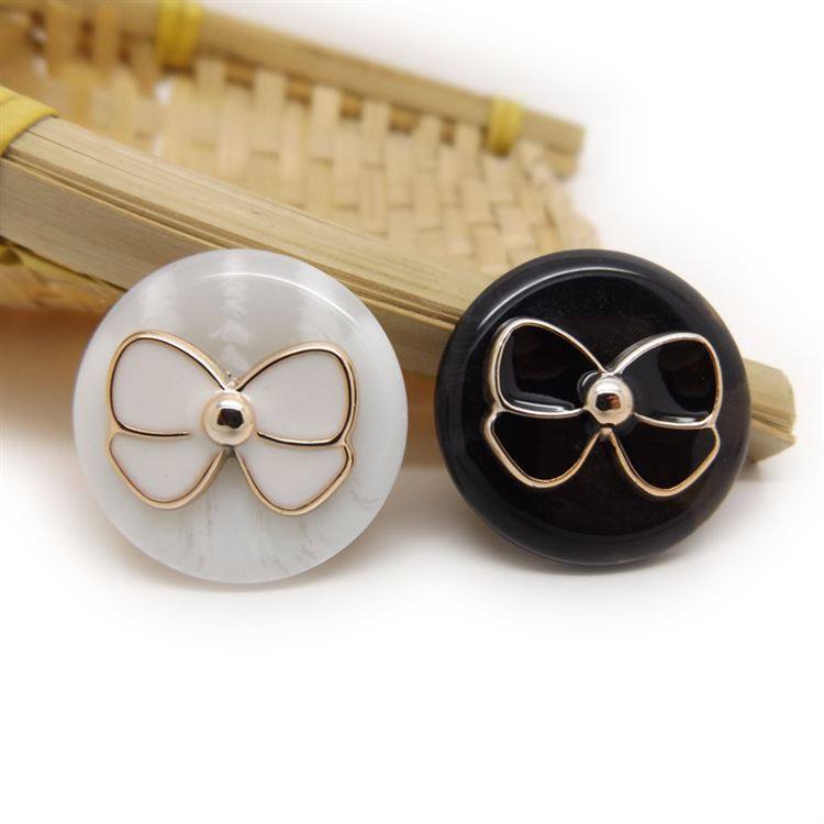 Upscale resin suit button Exclusive Sale Black white Butterfly knot button Woman Clothing Sweater Jacket Suit Cardiovert