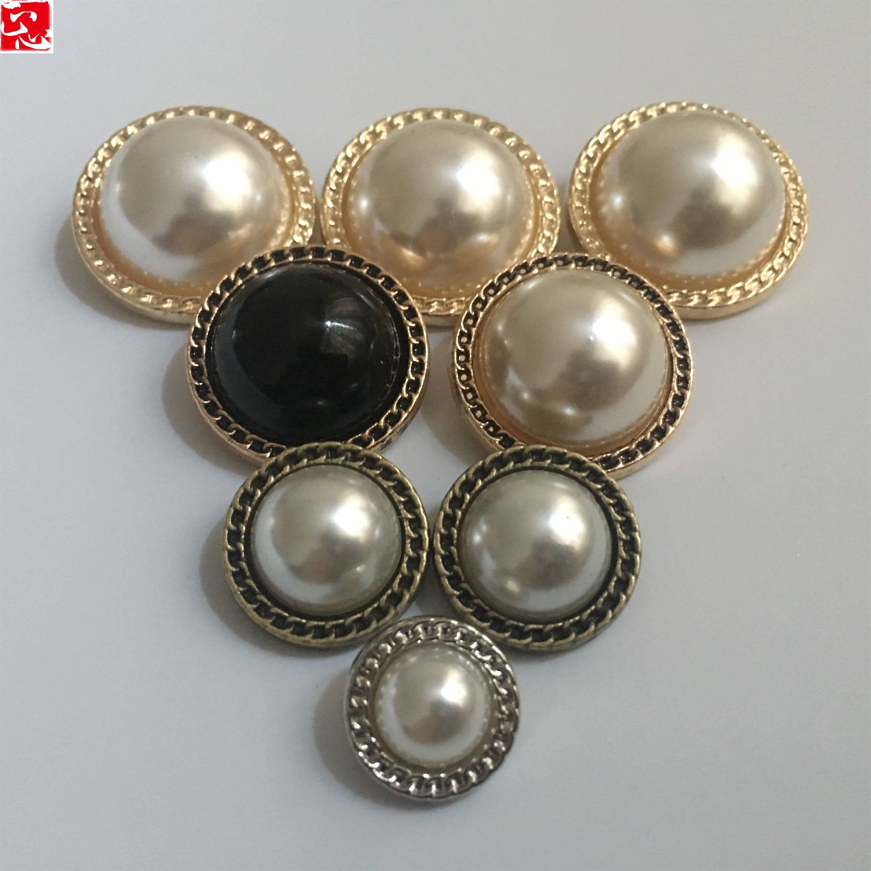 Gold round small scented metal pearl buttons decorated with high-end buttons Luxury high-end coat woolen clothes - Taobao