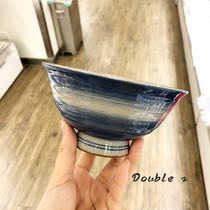 Japan imports eating bowls and wind to make old retro-gradient blue ceramic bowls cutlery men and women Home One food soup bowl
