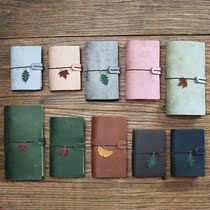 Handmade leather notebook retro cowhide hand book travel notepad can replace the inner core loose leaf custom LOGO