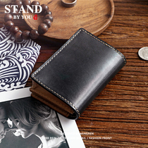 Retro hand-tanned leather card bag mens large capacity leather large capacity business card bag womens wallet bank card bag