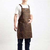 Thickened Leather hand for artisan artisan artisan woodworking double shoulder waterproof over waxed canvas apron hairdrests workwear 2