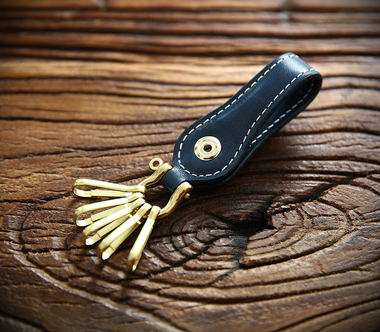 Брелок 手工植鞣牛皮钥匙扣男士简约头层真皮纯铜五金腰挂财布扣钥匙串 Cattle breeders