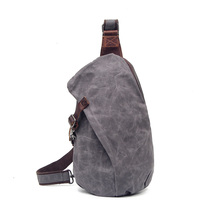 Mens chest bag Leisure Obliquely Satchel Bag Retro Waterproof Single Shoulder Bag Over Wax Sails Cloth Bag Small Backpack Personality Tide Pack 2