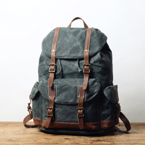 Casual Sails Cloth Bag Men Retro Waxed Waterproof Backpack Travel Double Shoulder Bag Large Capacity Student Computer Bag Tide 2