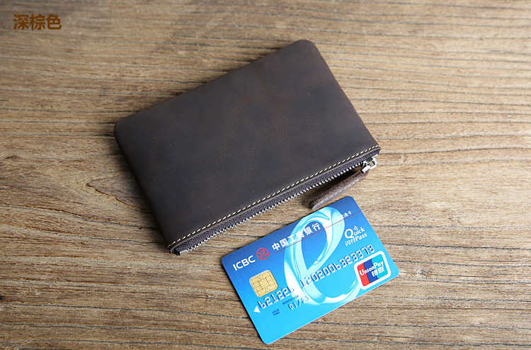 Handmade retro nam nữ ví ngắn ví da ví mini coin ví lớp trên cùng da thanh niên ví dây kéo ví dài nữ