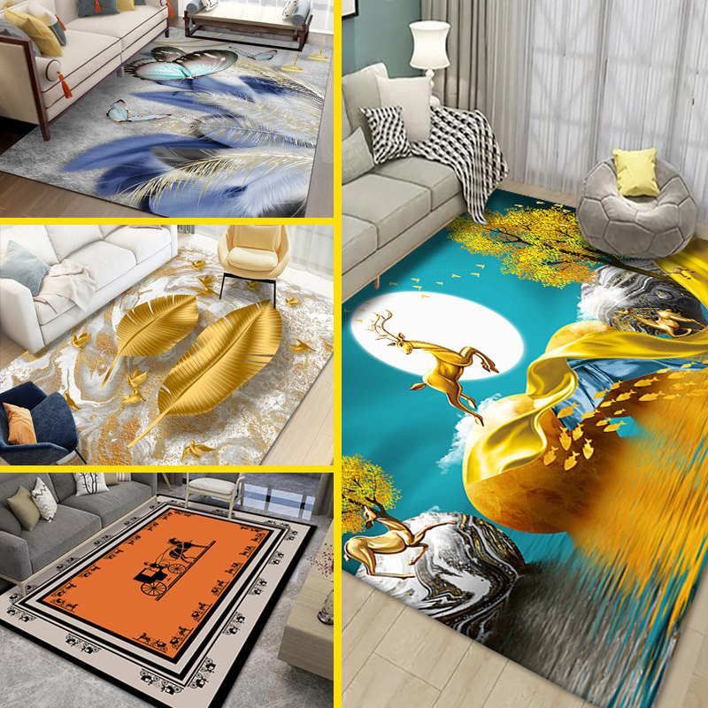 Nordic Light Lavish Home Living Room Tea Table Carpet Bedroom Bedside Mat Room Full Laid Cushion Children Resistant To Dirty Mat Customisation