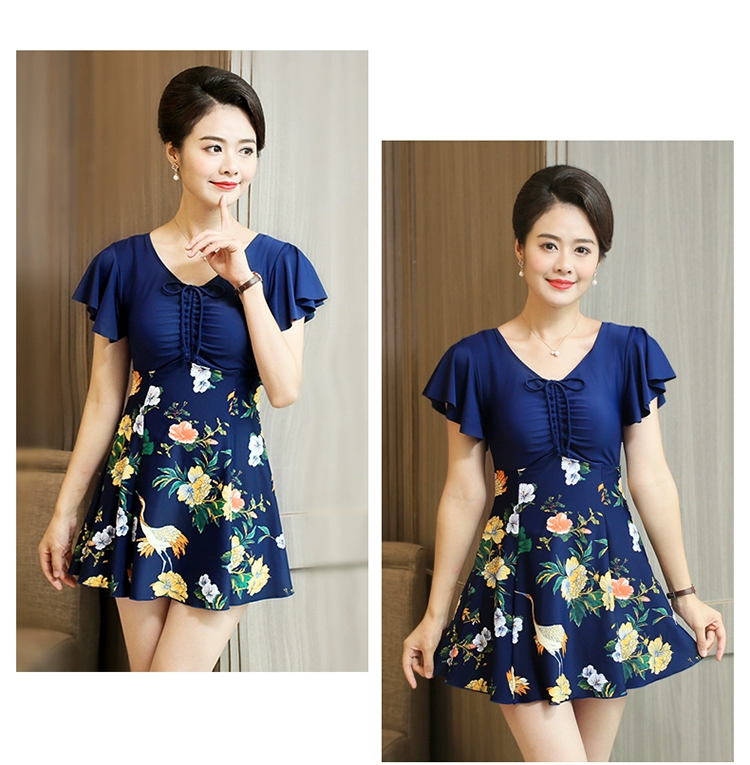 Youyou mẹ áo tắm, phụ nữ trung niên trở lên, kích thước lớn, che bụng, gầy, bảo thủ, suối nước nóng, váy một mảnh, nhà vệ sinh, áo tắm - Bộ đồ bơi One Piece