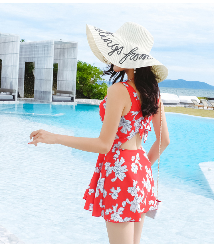 Áo tắm nữ 2018 mới siêu cổ điển che bụng thon gọn váy bảo thủ một mảnh ngực nhỏ tập hợp thép tấm Hàn Quốc suối nước nóng - Bộ đồ bơi One Piece đồ bơi liền thân bé trai
