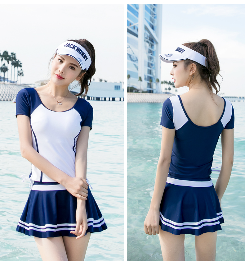 Áo tắm nữ xẻ quần boxer bảo thủ che bụng giảm béo thể thao nữ sinh cỡ lớn áo tắm nóng bỏng Hàn Quốc đồ bơi 2 mảnh kín đáo