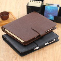 Powerful 3151 leather book conference book thickened loose-leaf notepad record book business black brown book