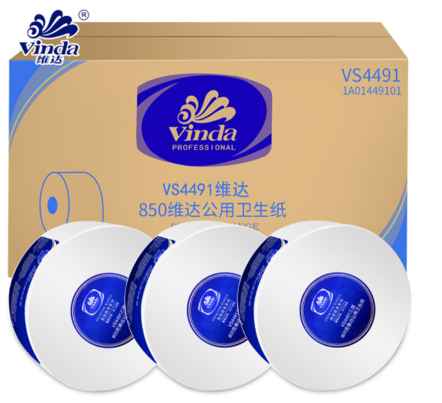 Vida large roll paper toilet paper VS4491 three-layer business 805g public large plate paper household roll paper 12 rolls