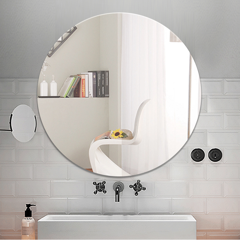 Wall-mounted round mirror oval bathroom mirror toilet free punch toilet toilet wall sticker vanity mirror self-adhesive mirror