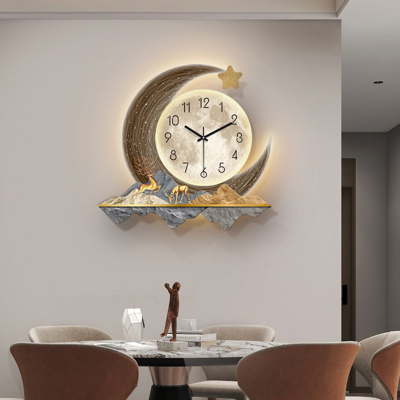 Watch Living room hanging bell 2023 new creative dining room decoration hanging wall modern minimalist atmospheric clock net red home-Taobao