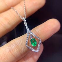 s925 pure silver plated 18K gold natural Colombian progenitor green pendant female lock bone chain for birthday present