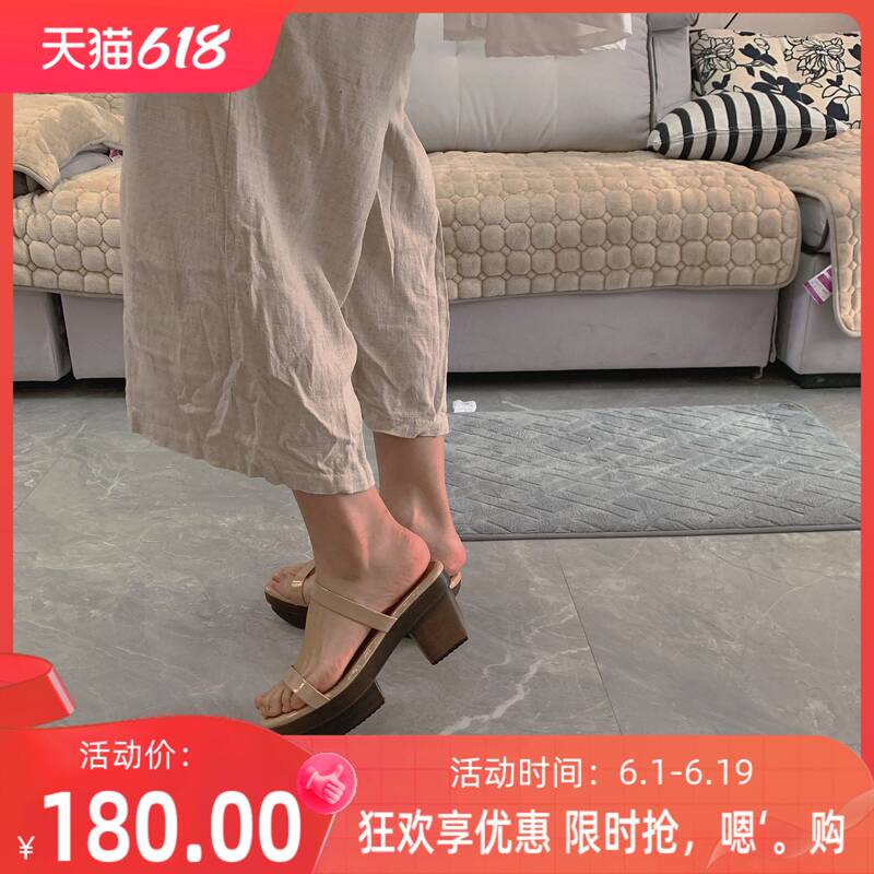 Same Style LAOSHU Crystal Clogs, Versatile Style, Thick Sole, Platform Heel, Summer Style Women's Shoes