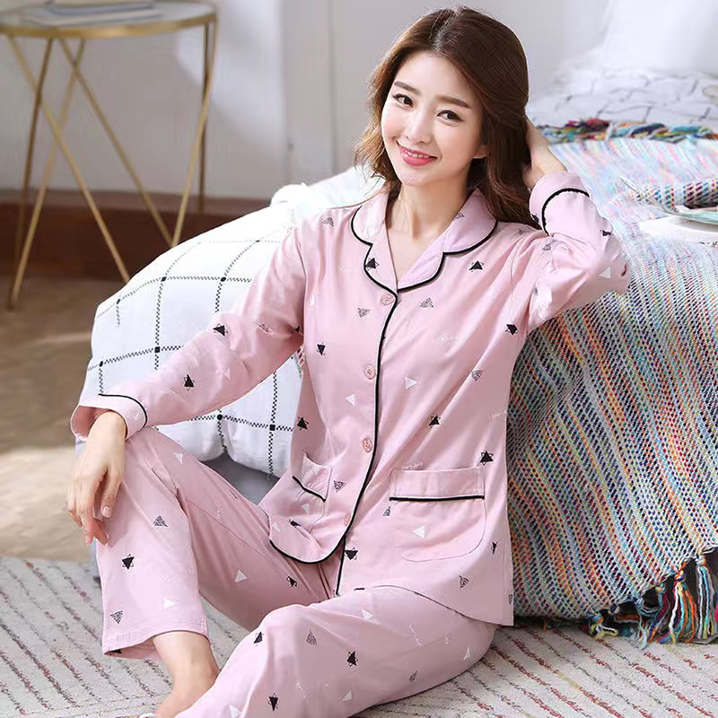 Pajamas for Women, Spring, Autumn and Winter, Polyester-Cotton Long-Sleeved Home Clothes, Large Size, Comfortable Mother's Suit, 2025 Casual New Style