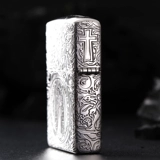Zippo Ligher Pure Silver Deep Sculpture Пяти, доспехи Kedstanning Отцом мужской подарки Custom Collection ZP