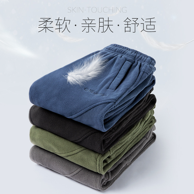 Feijijia fleece pants for men and women couples thickened outdoor autumn and winter warm charge soft shell pants sports leisure pants