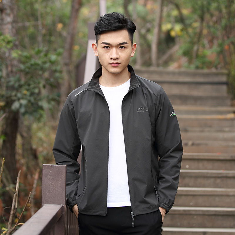 Storm jacket men's outdoor spring and autumn single thin stretch breathable windproof coat women's popular logo size mountaineering jacket