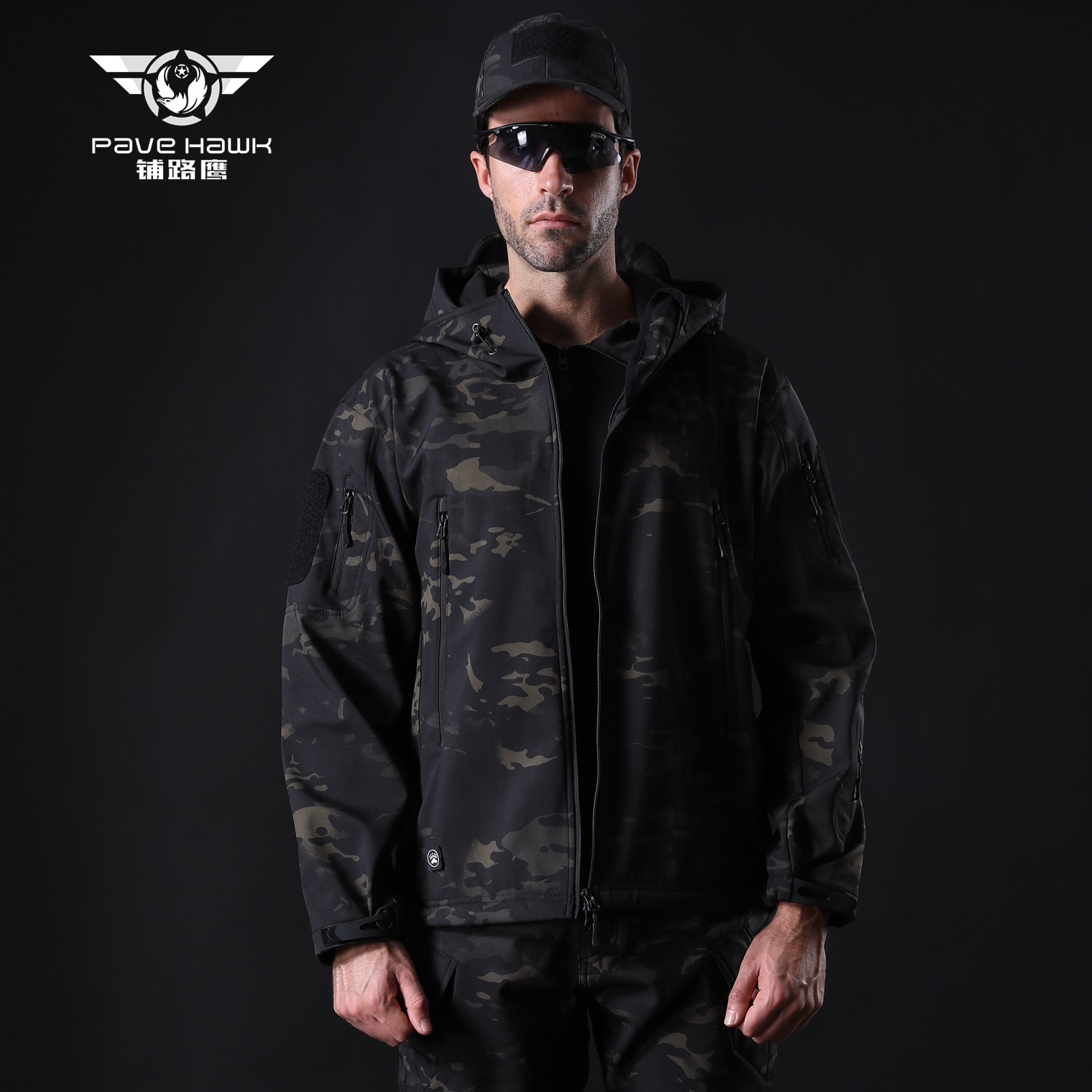 TAD Shark Skin Soft Shell Submachine Clothing Male Outdoor Camouflay Tactical Soft Shell Windsuit PLY-6