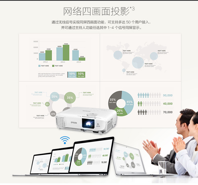 Máy chiếu Epson Epson CB-U42 HD 1080P làm nổi bật màn hình rộng văn phòng doanh nghiệp máy chiếu wifi không dây - Máy chiếu