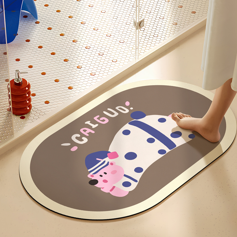 Cartoon Bathroom Floor Mats, Household Foot Mats, Toilet Water-Absorbing Quick-Drying Non-Slip Mats, Bathroom Door Mats, Carpets, Bathroom Mats