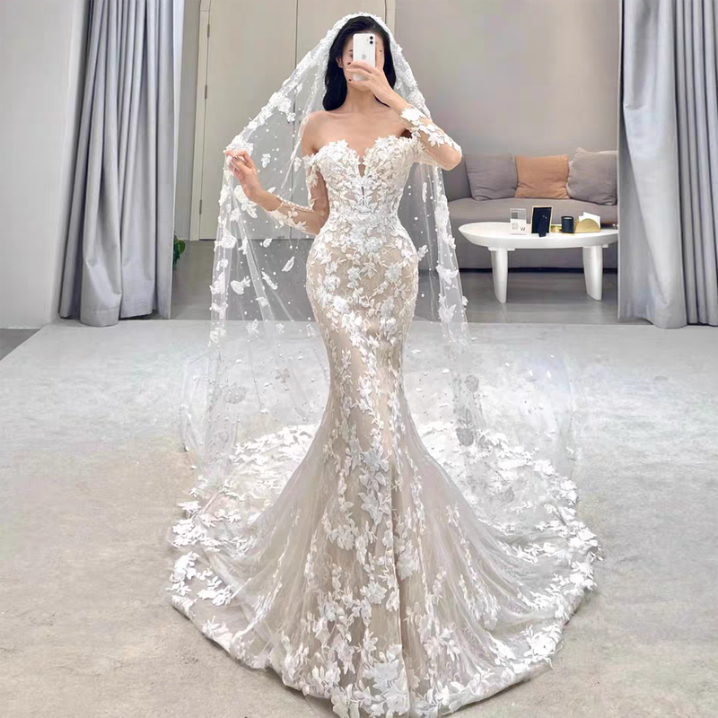 Lace retro advanced wedding dress for bride, french style,  Lace retro advanced wedding dress for bride, french style,
