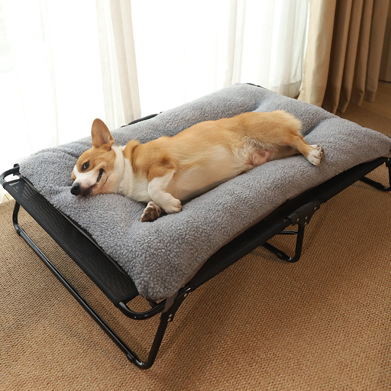 Kennel winter warm dog bed four seasons universal medium and large dog corgi off the ground foldable pet dog camping bed - Taobao