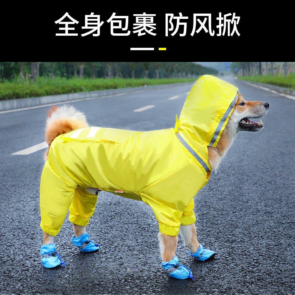 Large Pooch Raincoat Golden Hair Rain Cape Canine Kokie Labrador Midsize Large Dog Pet Full Bag Clothes Four Feet
